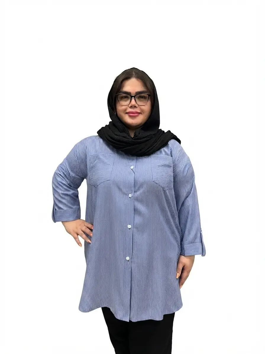شومیز راه راه پاگن زنانه سایز بزرگ